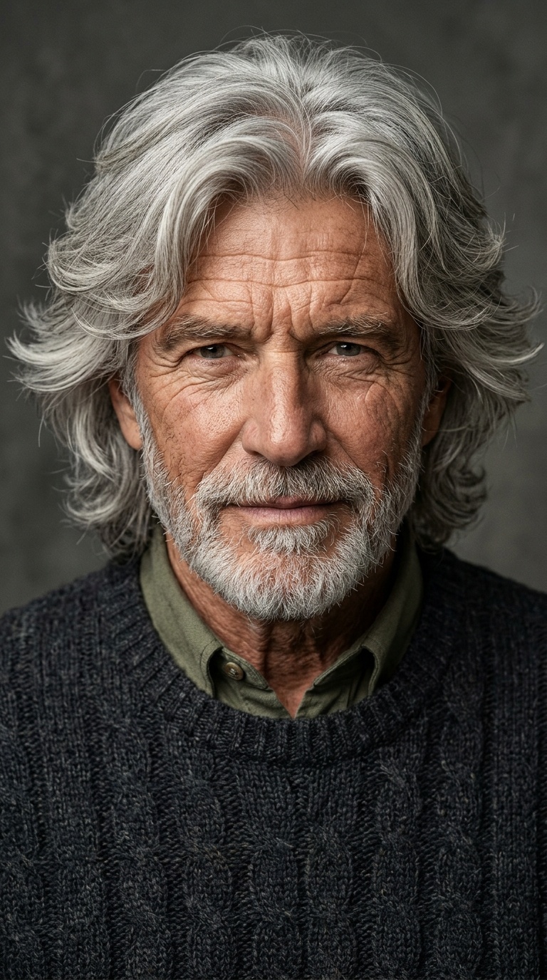 Long Layered Silver Mane