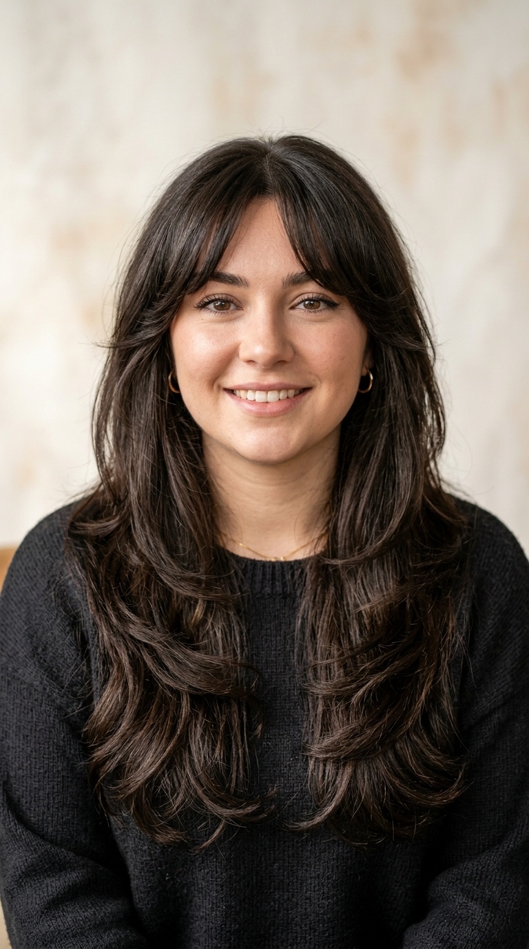 Long Layers with Curtain Bangs