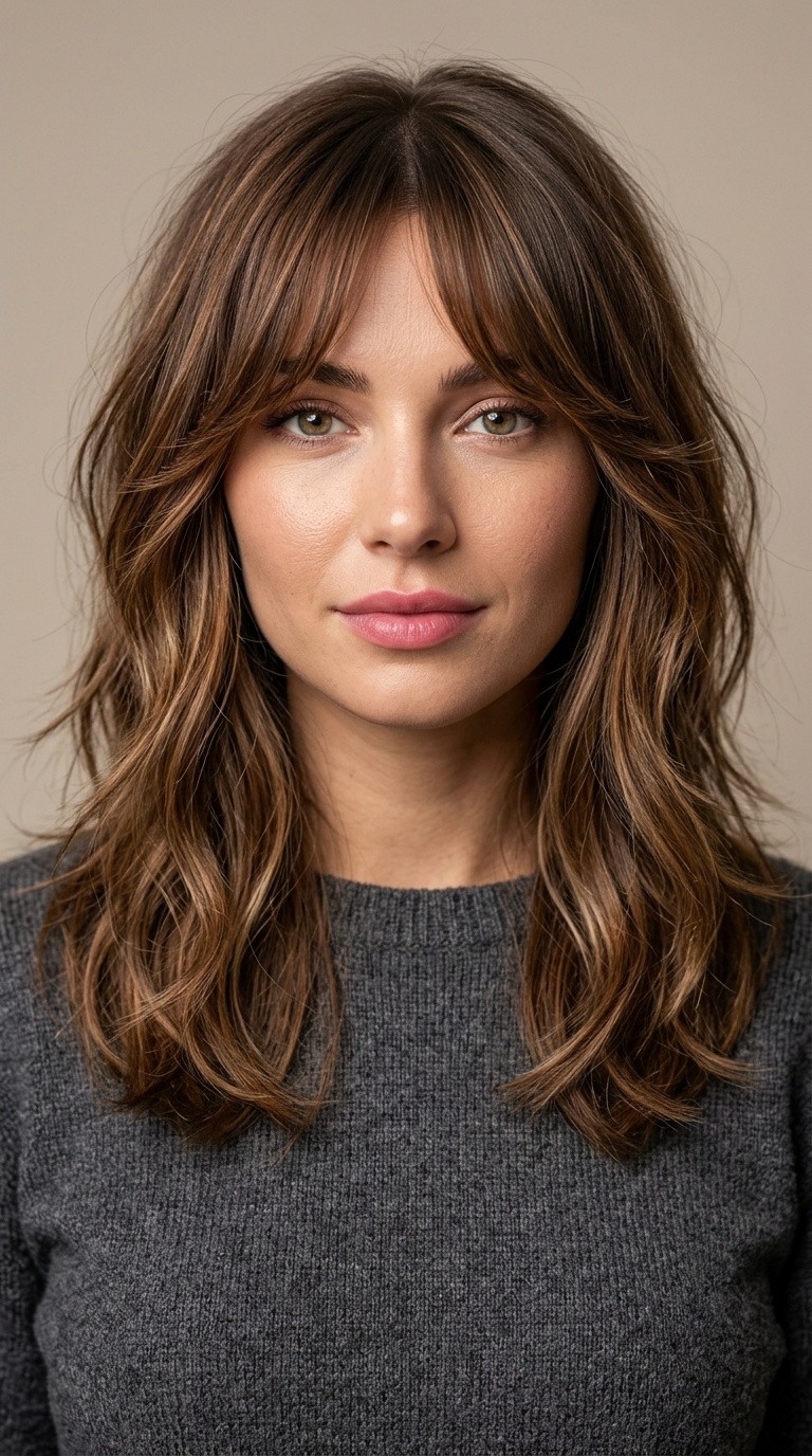 Long Layers with Curtain Bangs