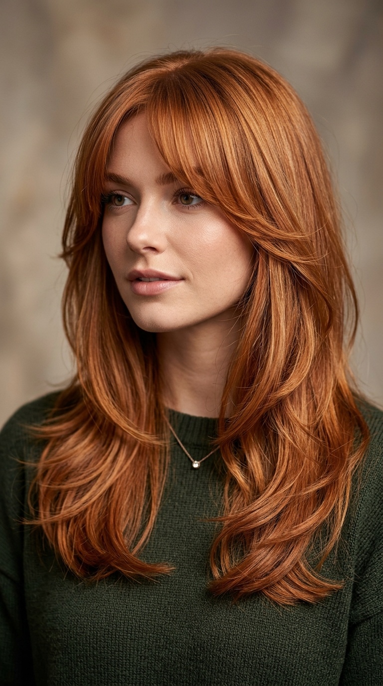 Long Layers with Curtain Bangs