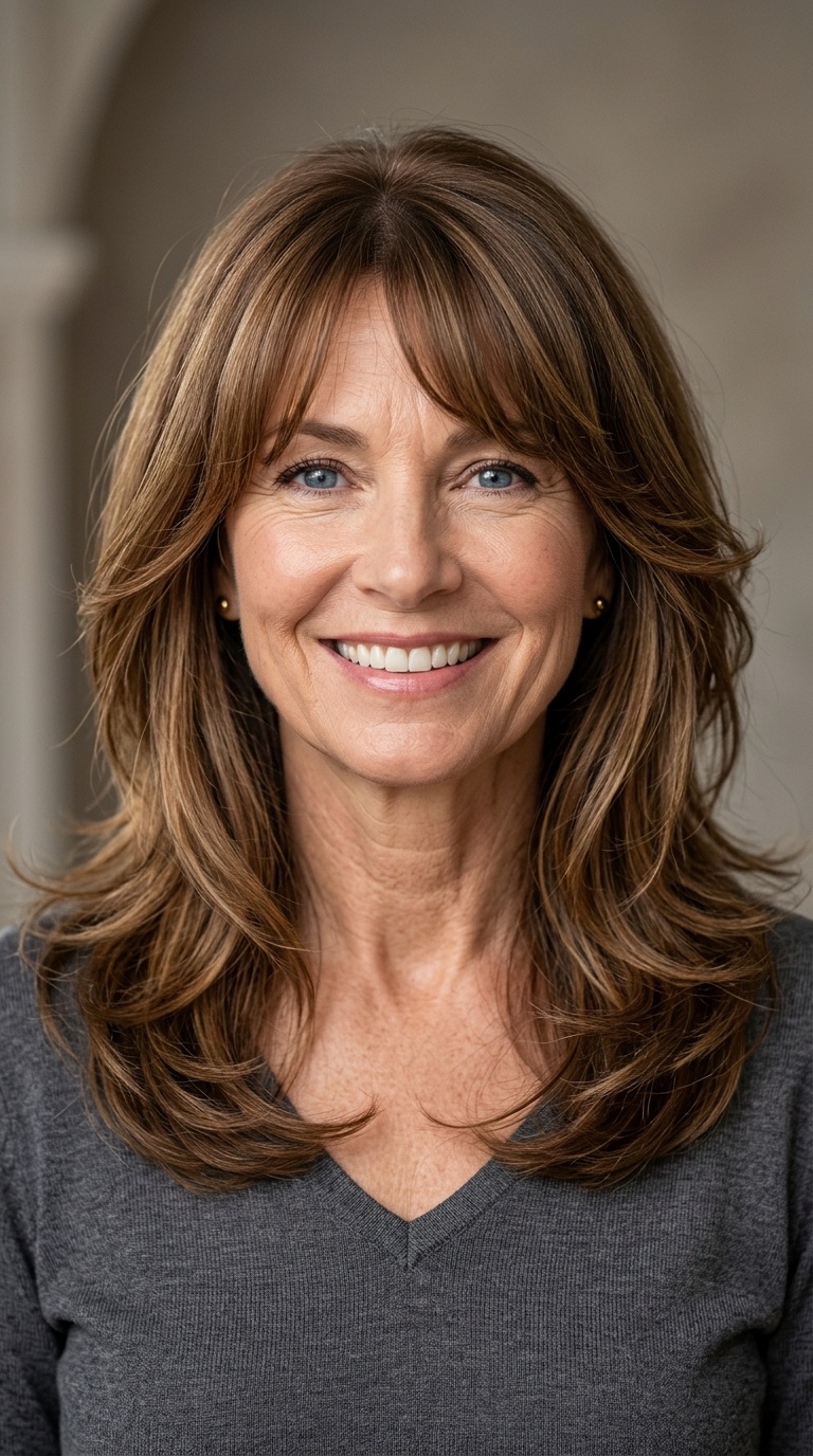 Long Layers with Curtain Bangs
