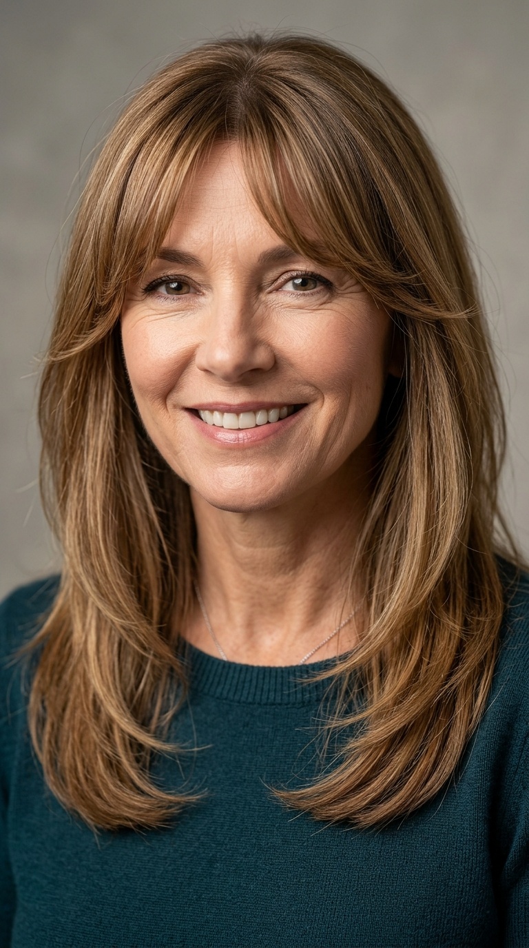 Long Layers with Curtain Bangs