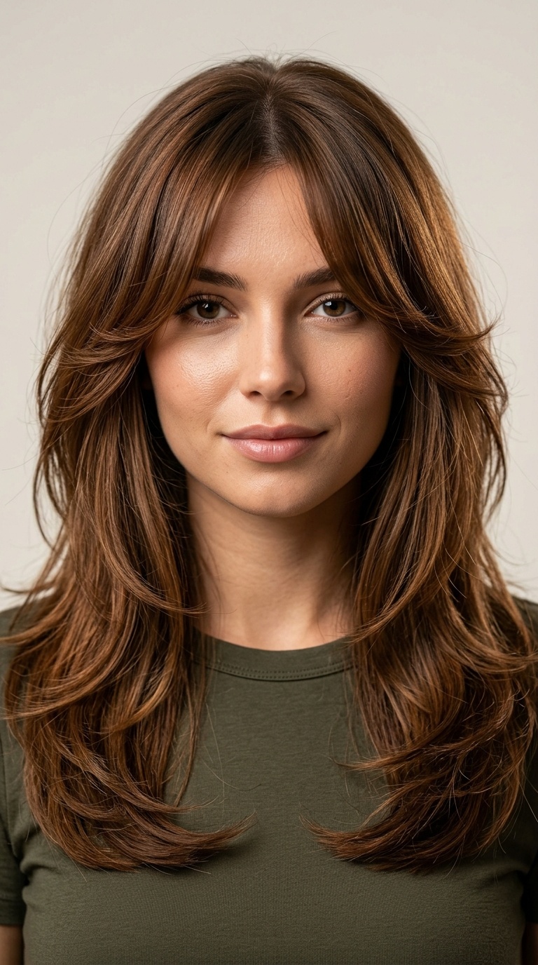 Long Layers with Curtain Bangs