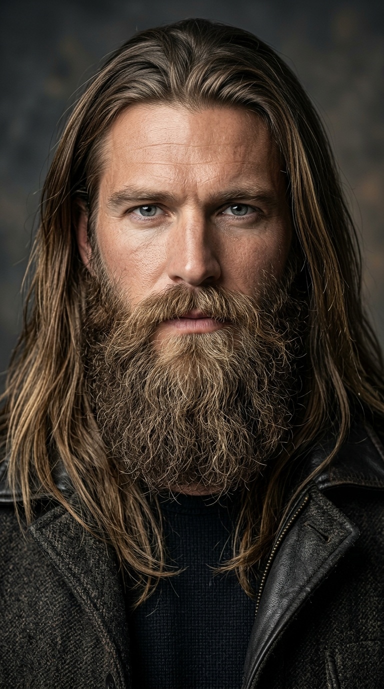 Long Straight Hair + Viking Beard
