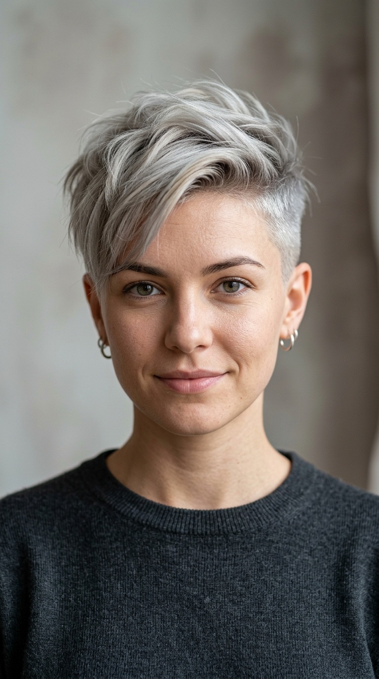 Long Top Pixie with Silver Undercut