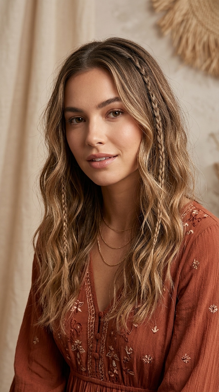 Loose Beachy Waves with Micro Braids