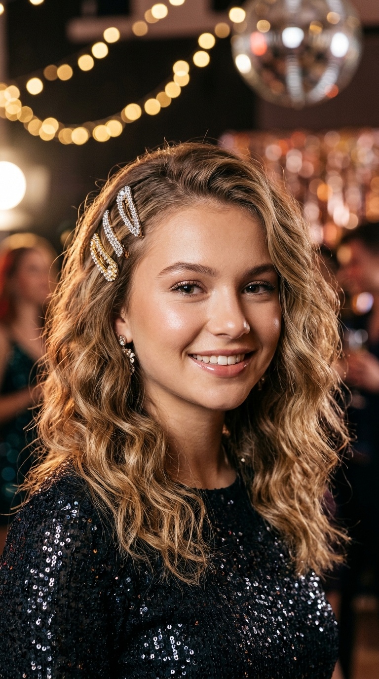 Loose Beachy Waves with Sparkly Clips
