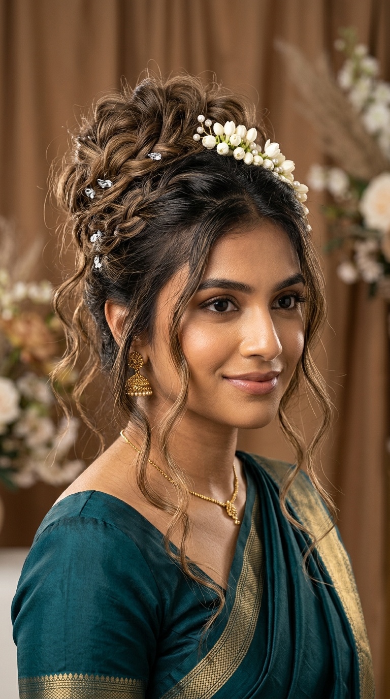 Loose Bohemian Bun with Tendrils