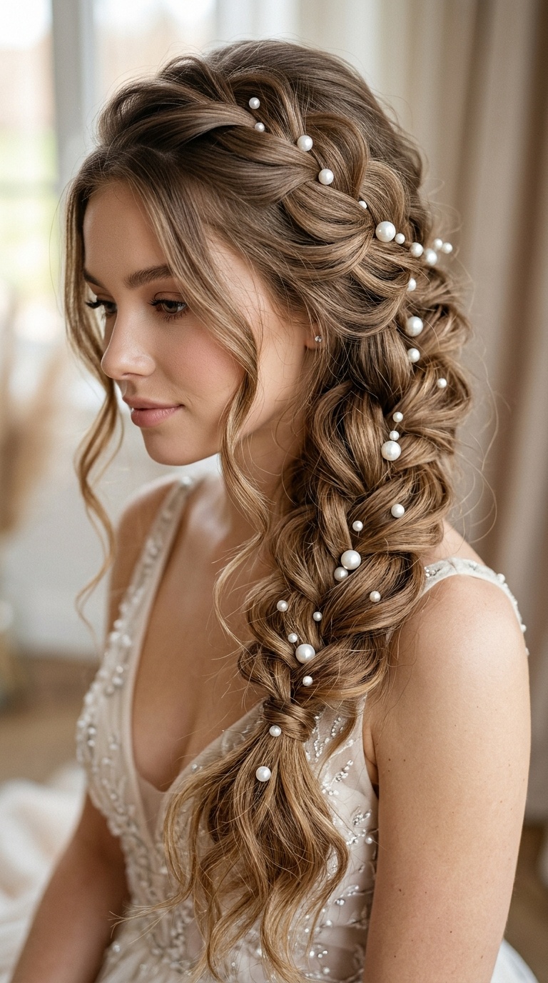 Loose Braid with Pearl Accents