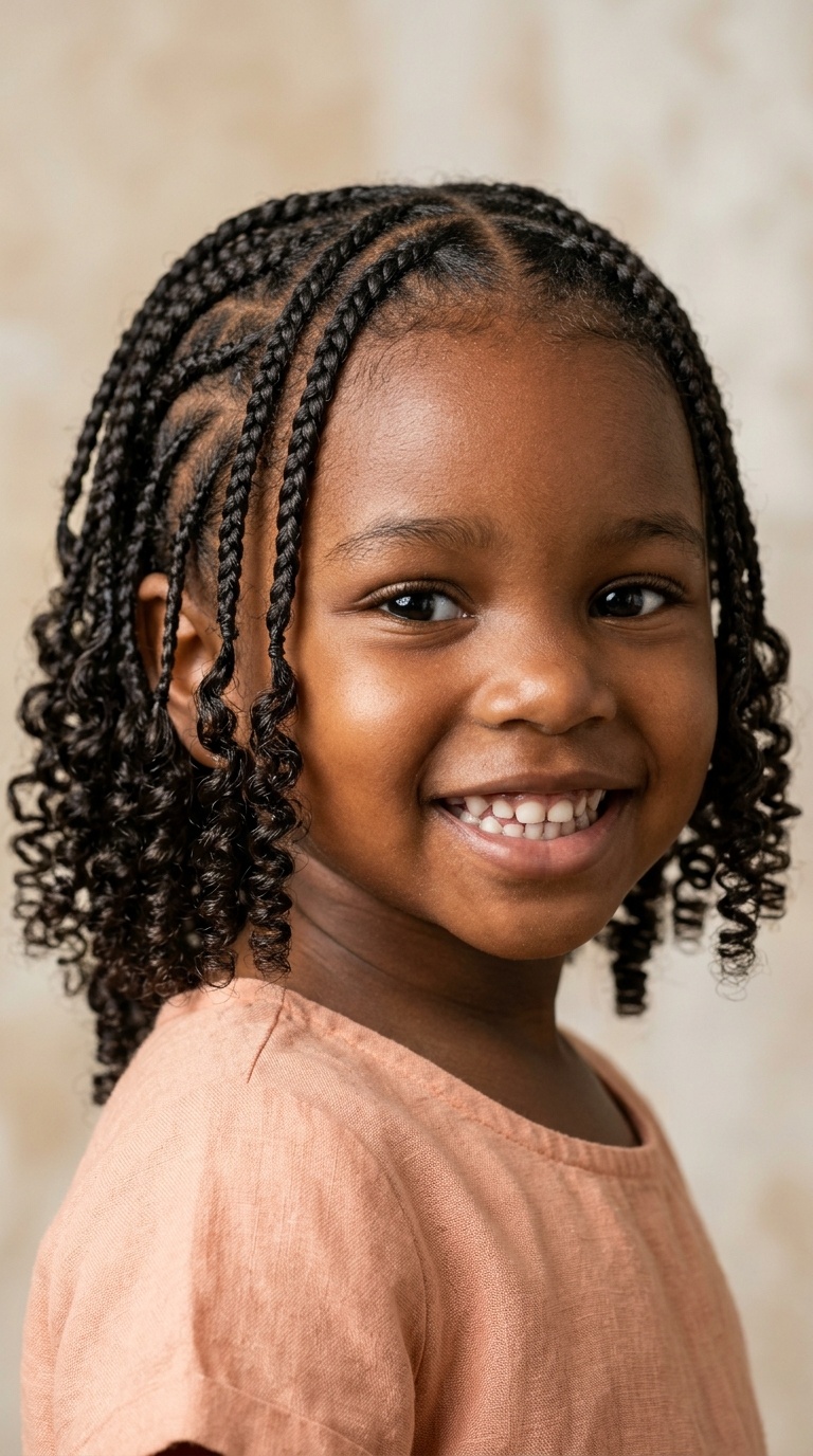 Loose Cornrows with Curly Ends
