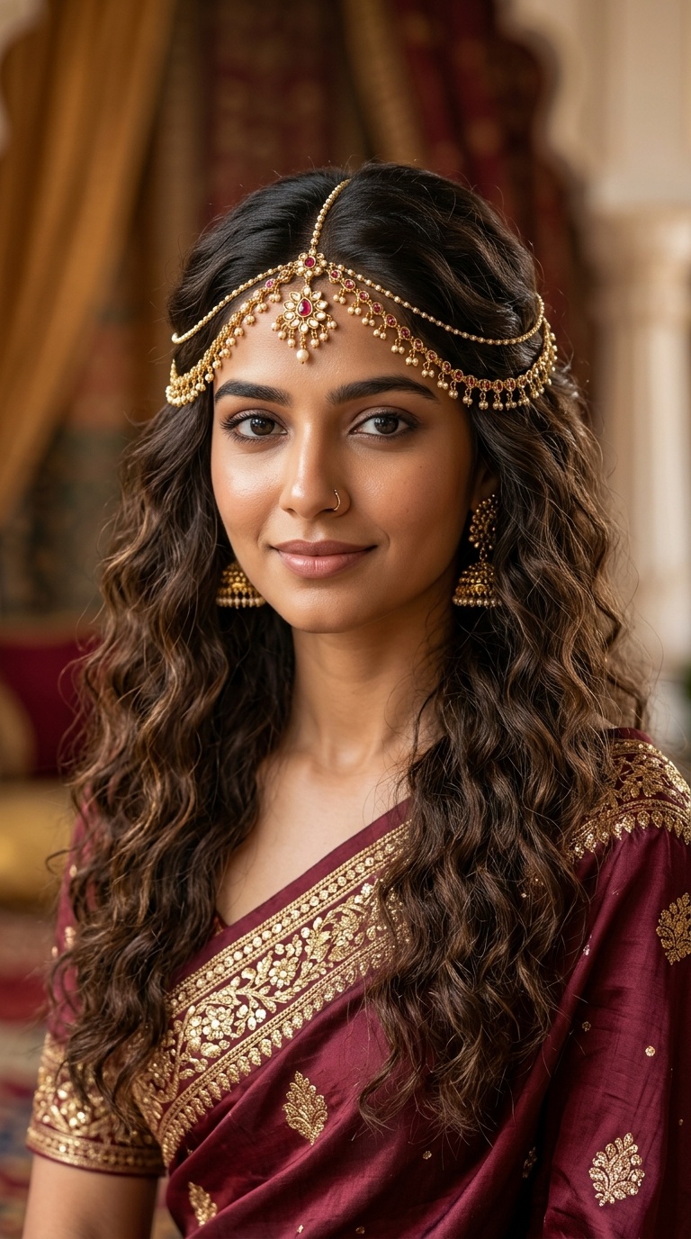 Loose Crimped Waves with Traditional Hair Chains
