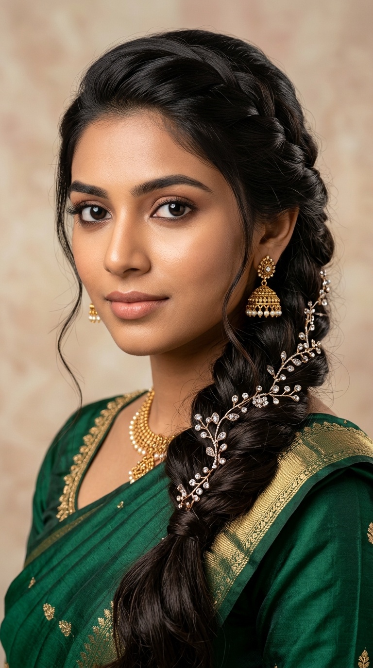 Loose Mermaid Braid with Stone Vines