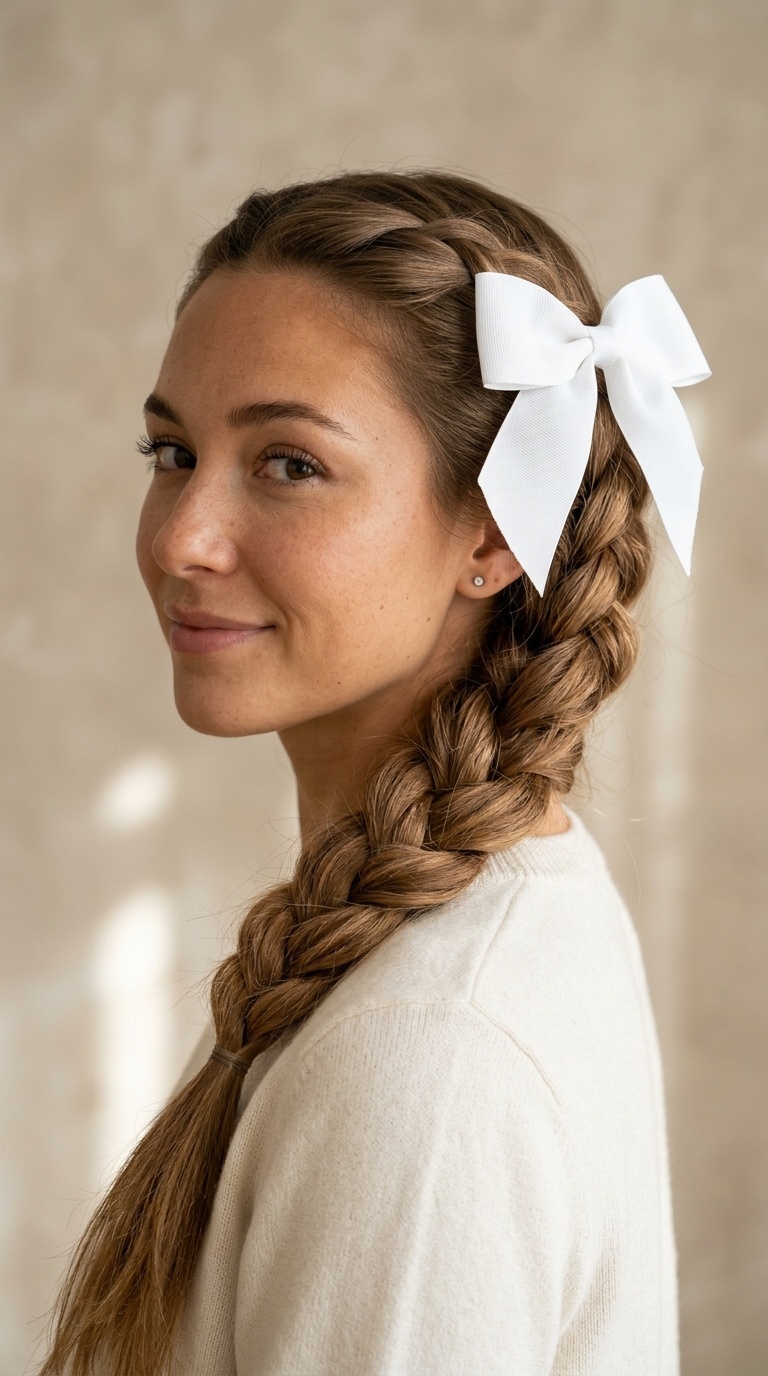 Loose Pancaked Braid with Giant Bow