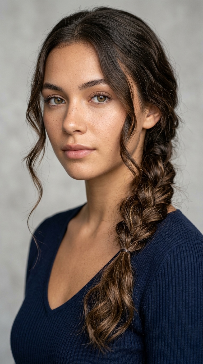 Loose Side Braid with Cascading Tendrils