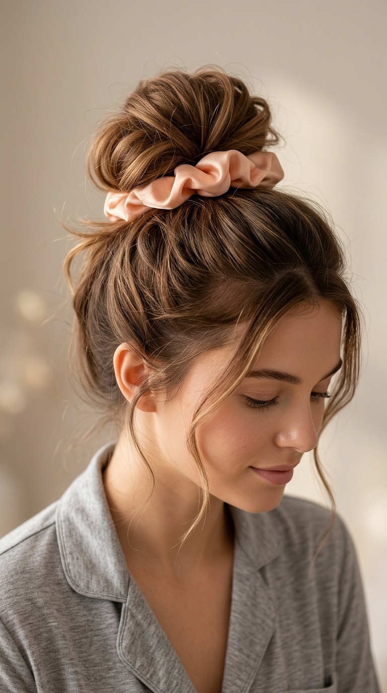 Loose Silk Scrunchie Bun