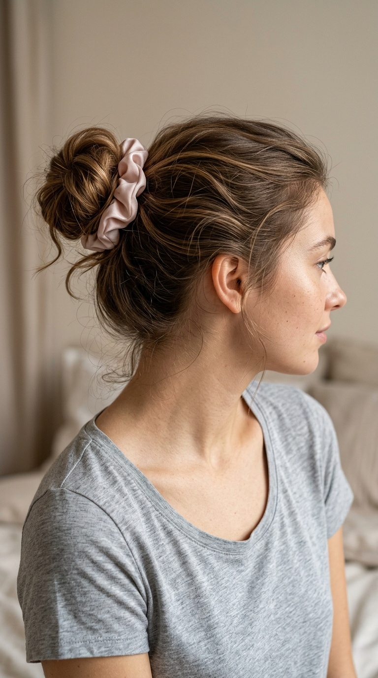 Loose Silk Scrunchie Bun