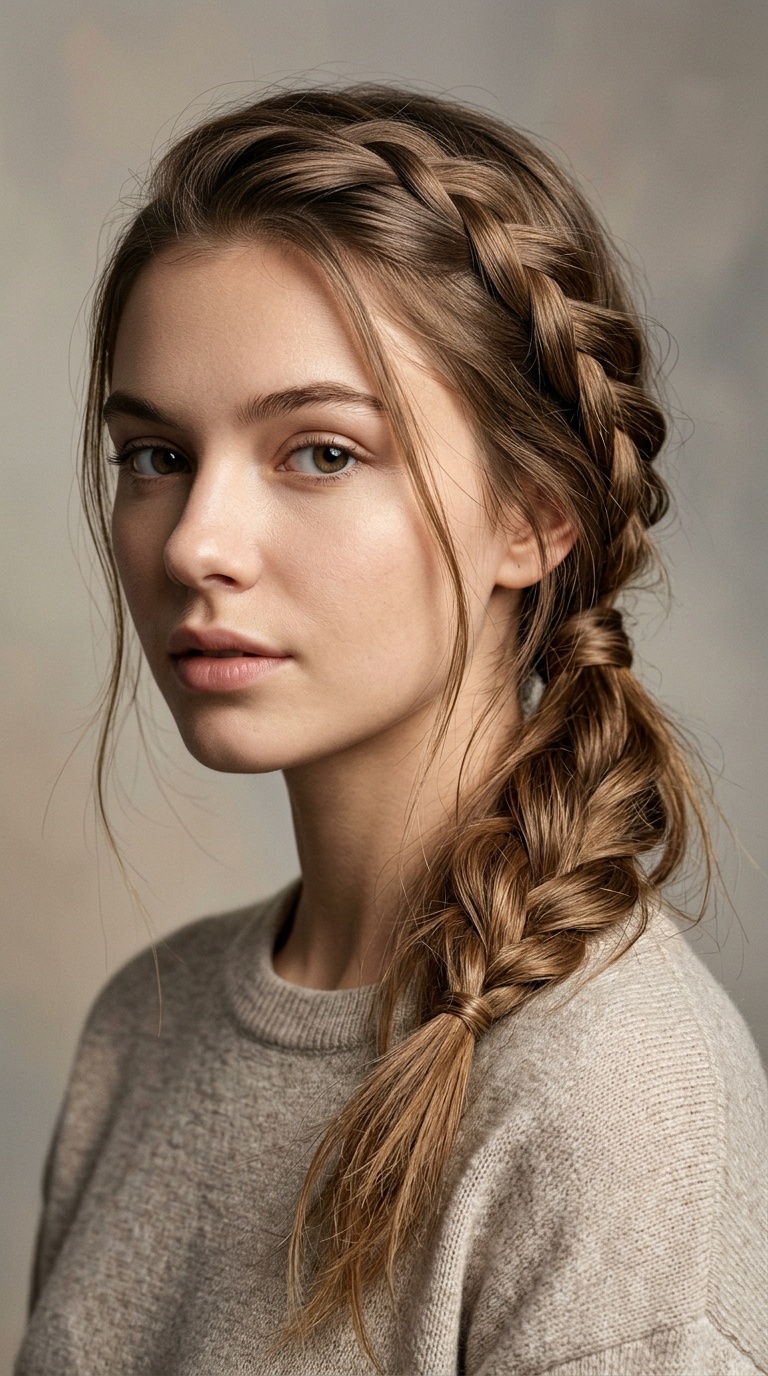 Loosely Braided Low Ponytail