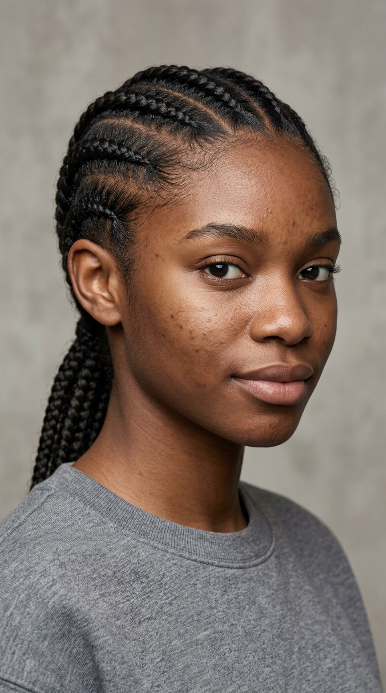 Low Braided Ponytail Rows