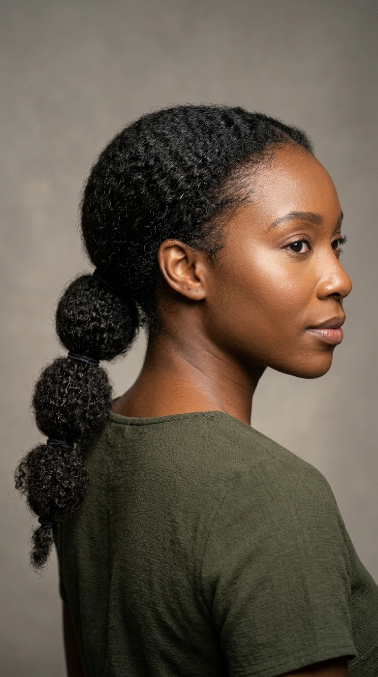 Low Bubble Ponytail with Texture