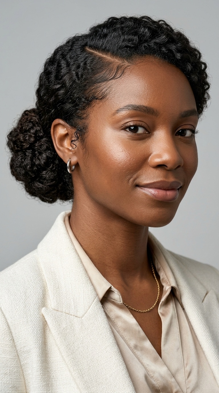 Low Bun with a Deep Side Part