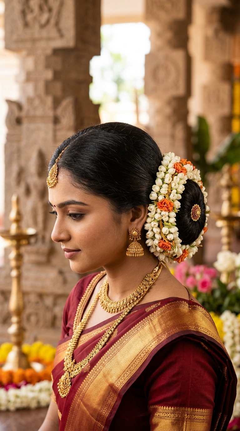 Low Bun with Circular Gajra