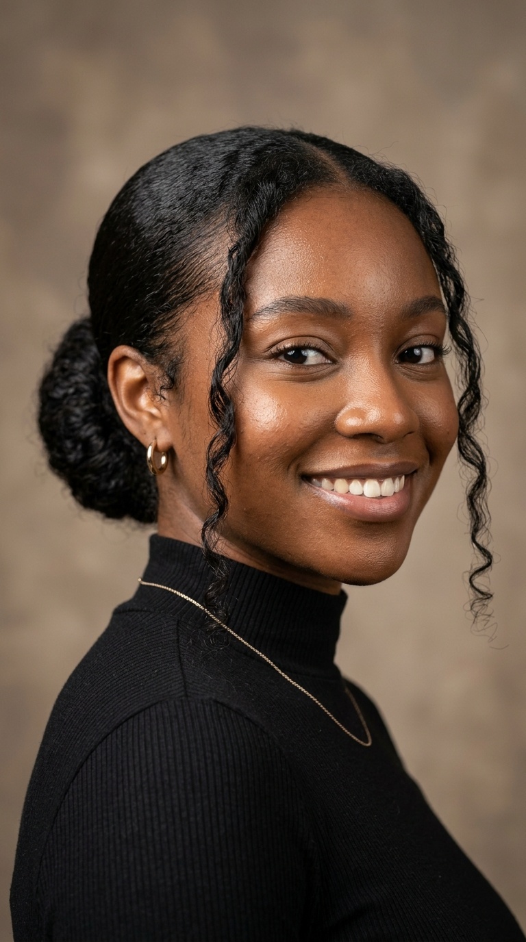 Low Bun with Face-Framing Tendrils
