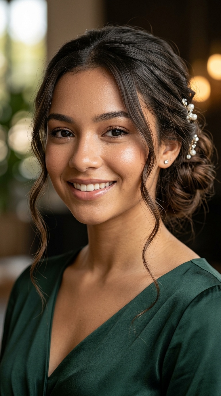 Low Bun with Face-Framing Tendrils