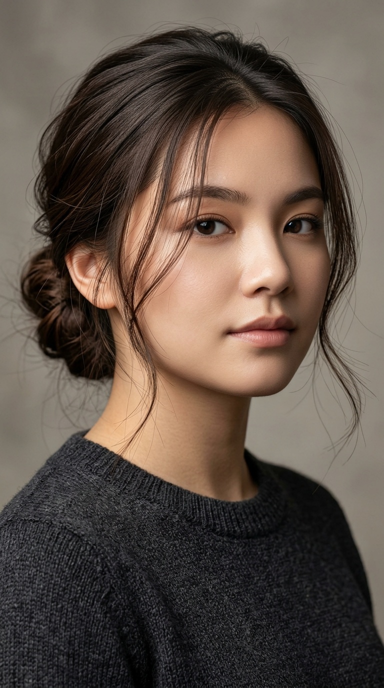 Low Bun with Face-Framing Wisps