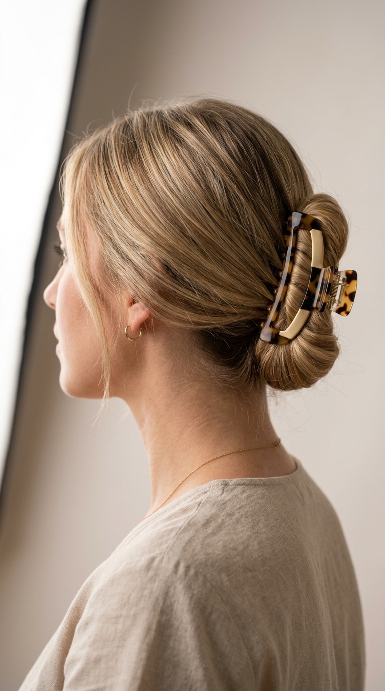 Low Chignon with a Claw Clip