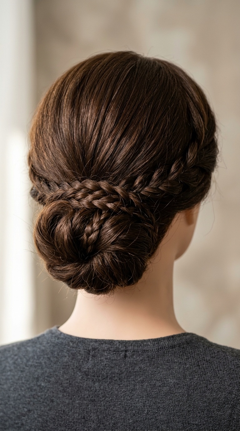 Low Chignon with Braided Accents