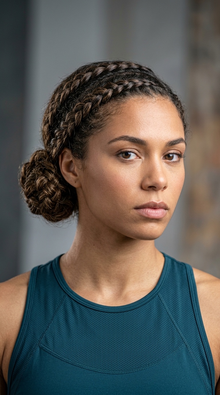 Low Chignon with Cross-Stitch Braids