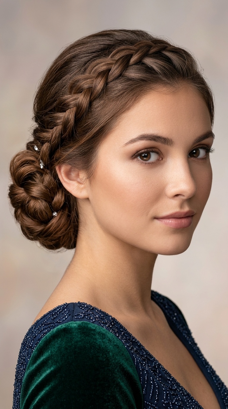 Low Chignon with Dutch Braids