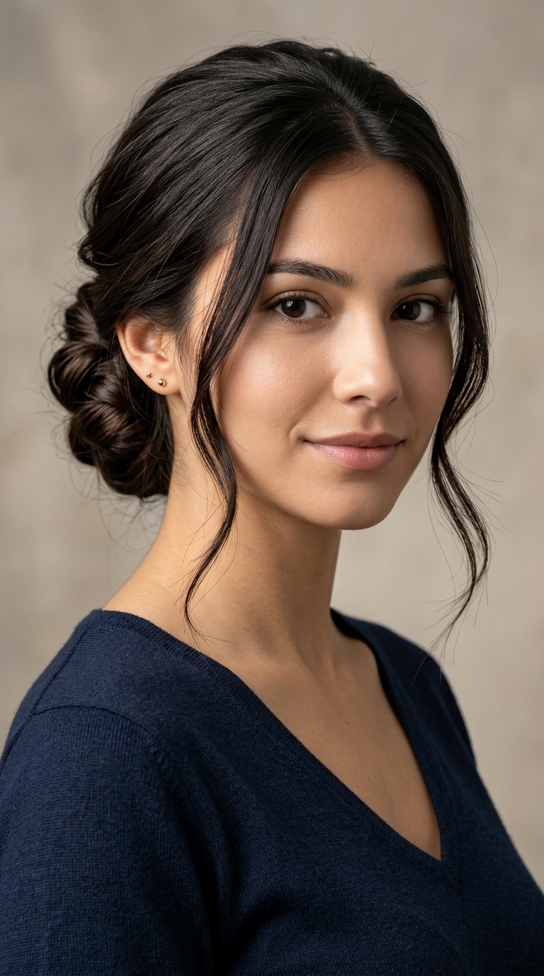 Low Chignon with Elegant Side Pieces