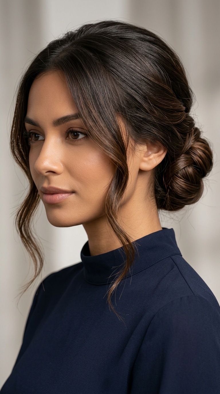Low Chignon with Face-Framing Pieces