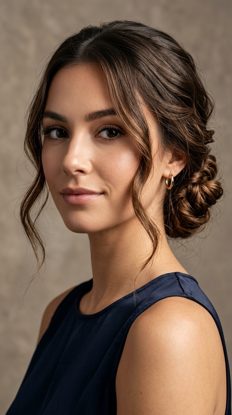 Low Chignon with Face-Framing Tendrils