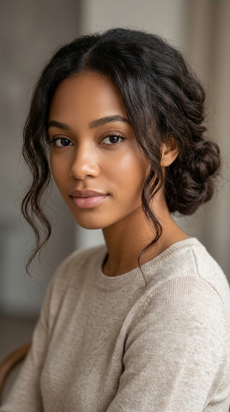Low Chignon with Face-Framing Tendrils