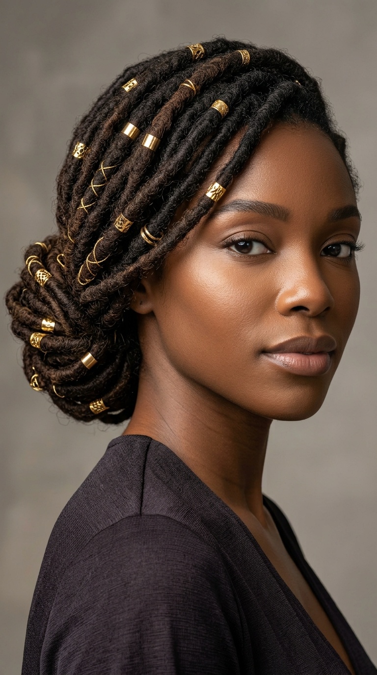 Low Chignon with Gold Accents