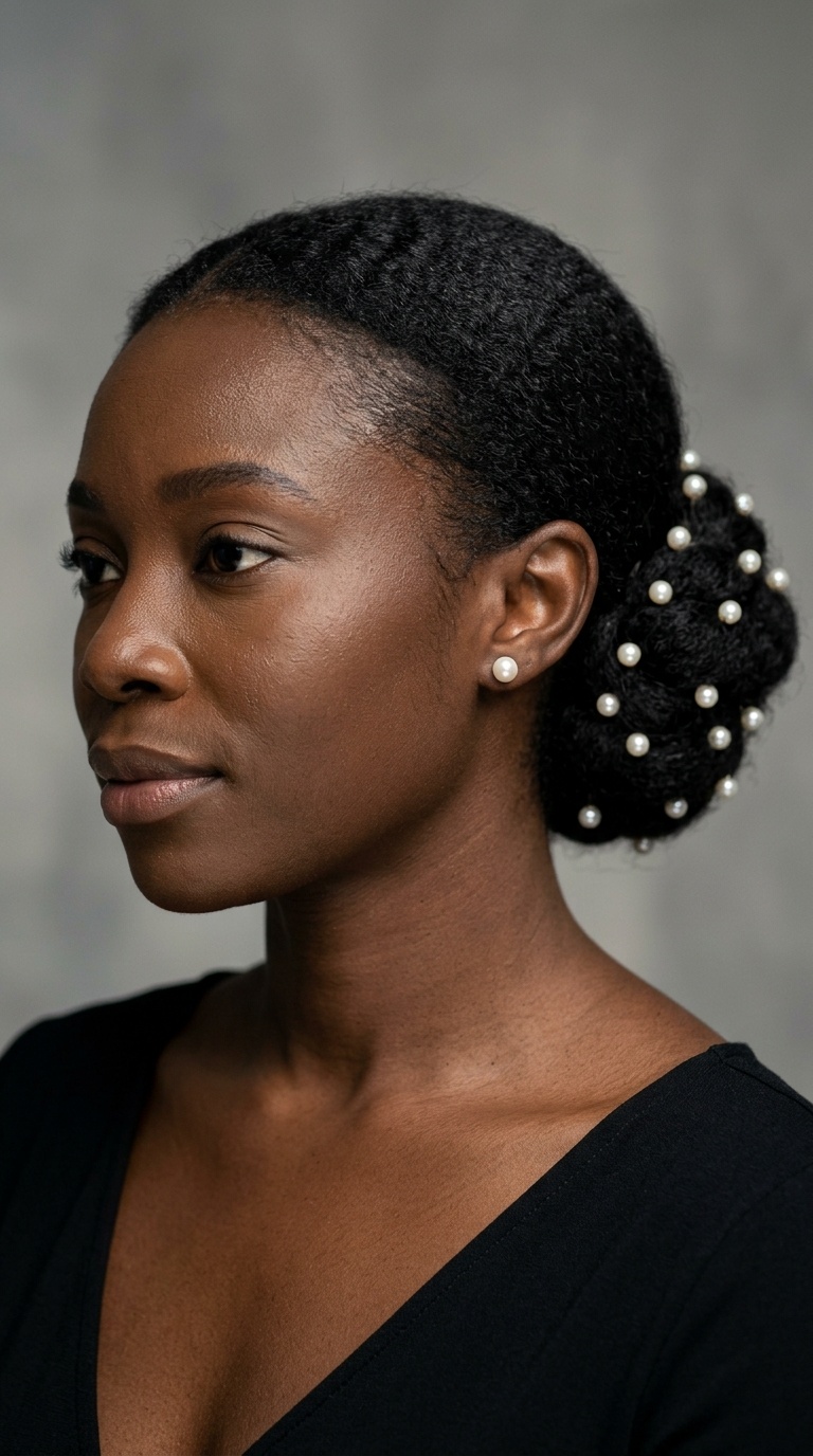 Low Chignon with Pearl Accents