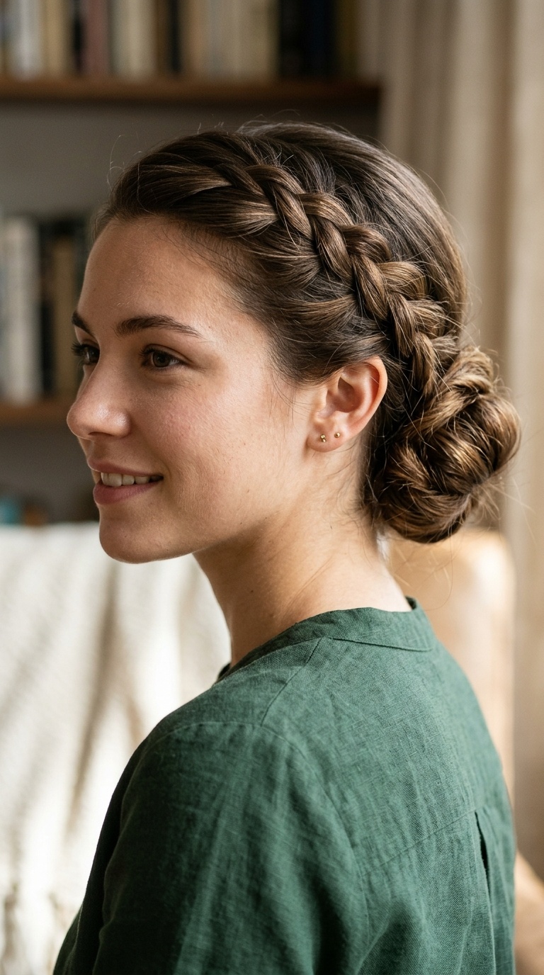Low Chignon with Side Braid