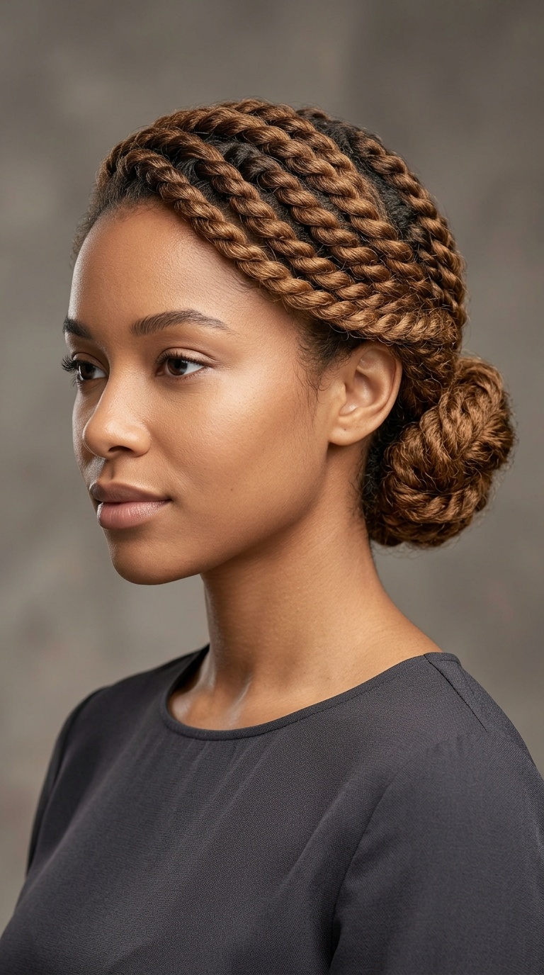 Low Chignon with Side Swept Twists