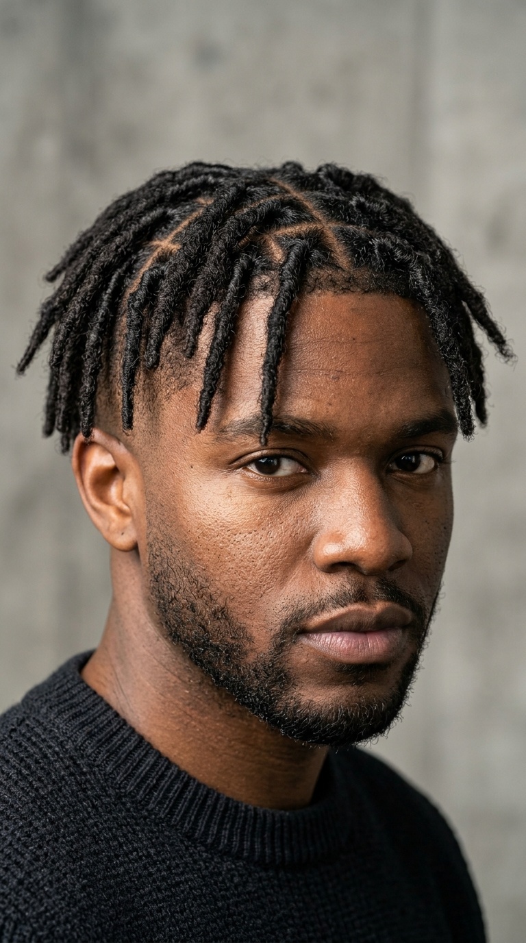Low Fade with Box Parted Locs