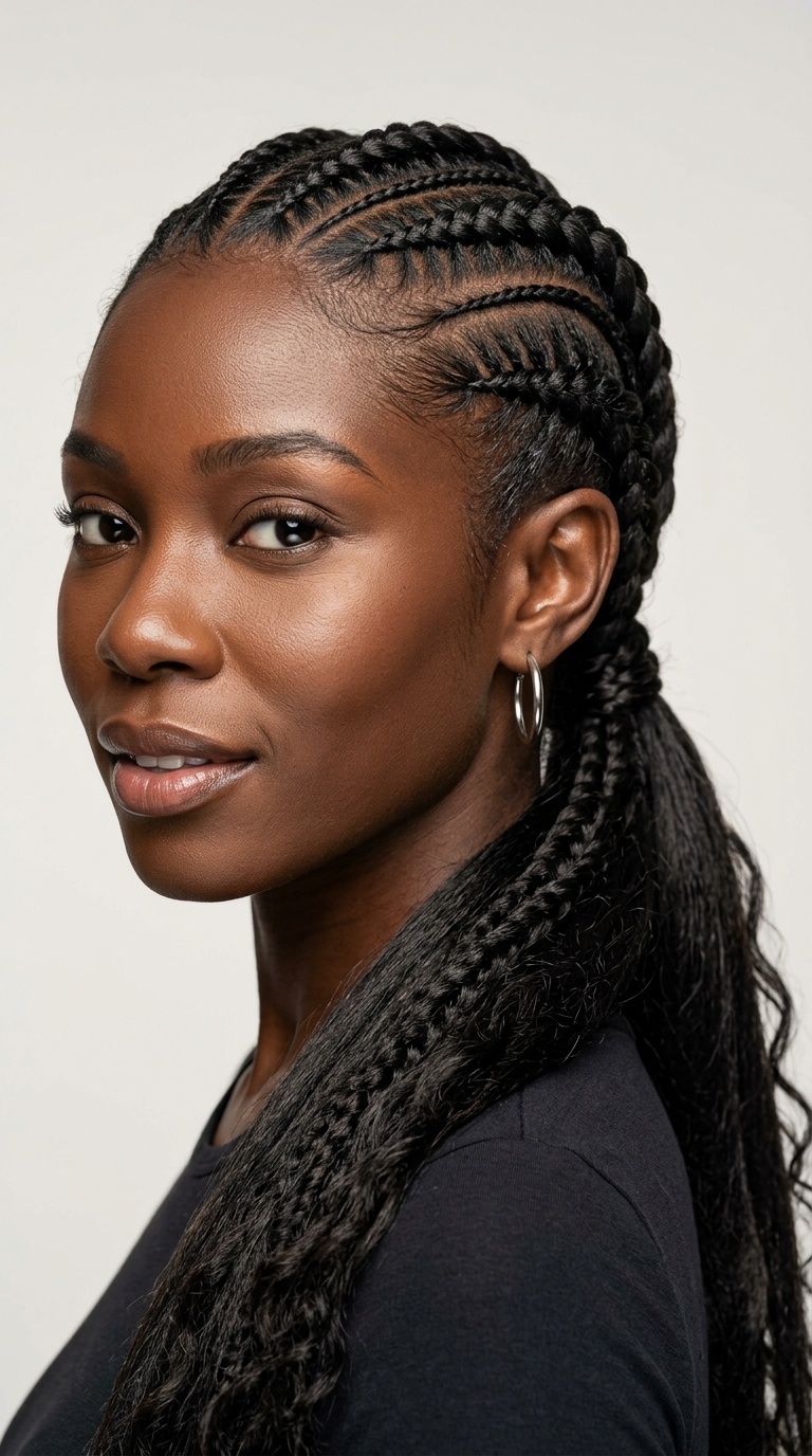 Low Feed-in Braid Ponytail