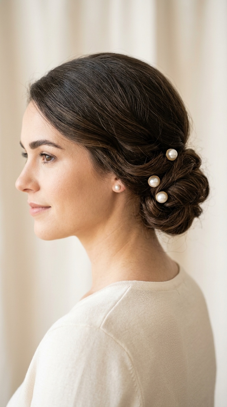 Low Knot with Pearl Pins