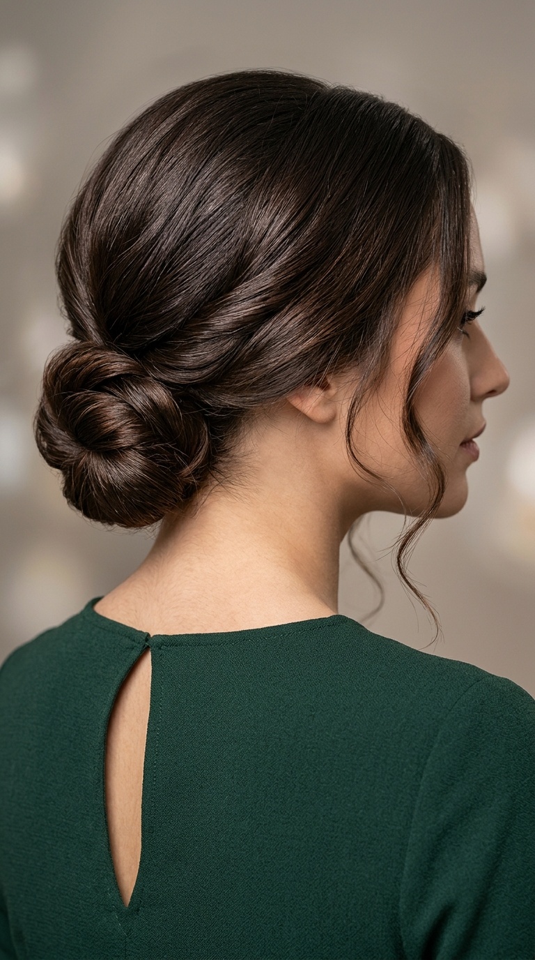 Low Knotted Bun for Keyhole Necklines