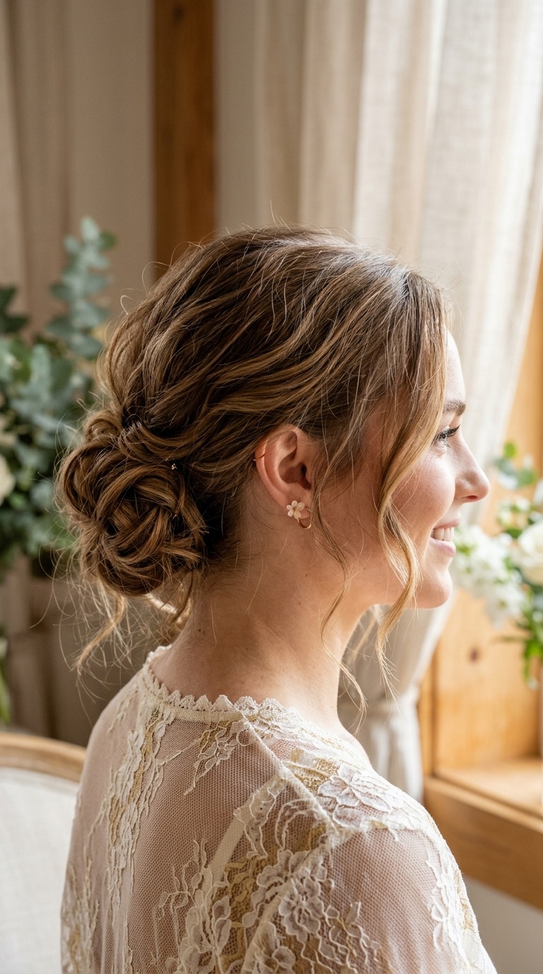 Low Messy Bun for Chin-Length Hair