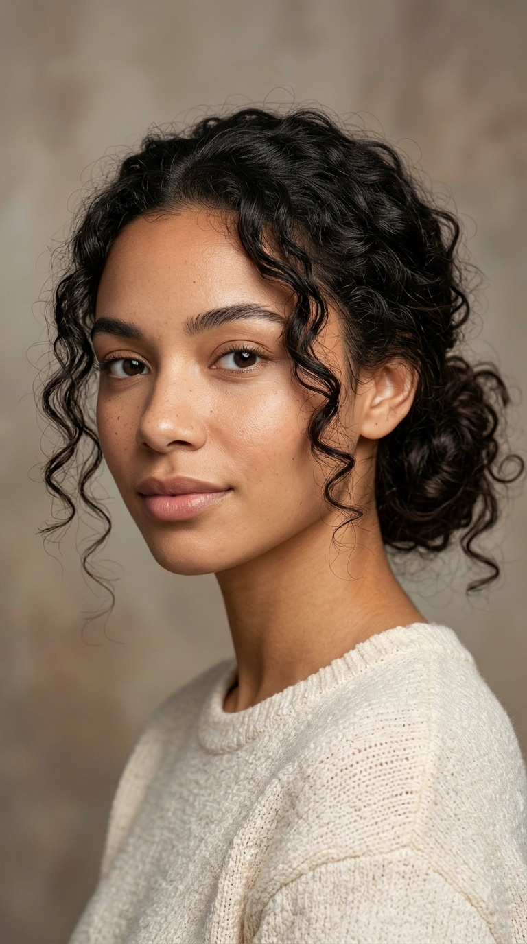 Low Messy Bun with Face-Framing Tendrils