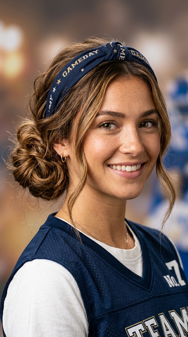 Low Messy Bun with Headband