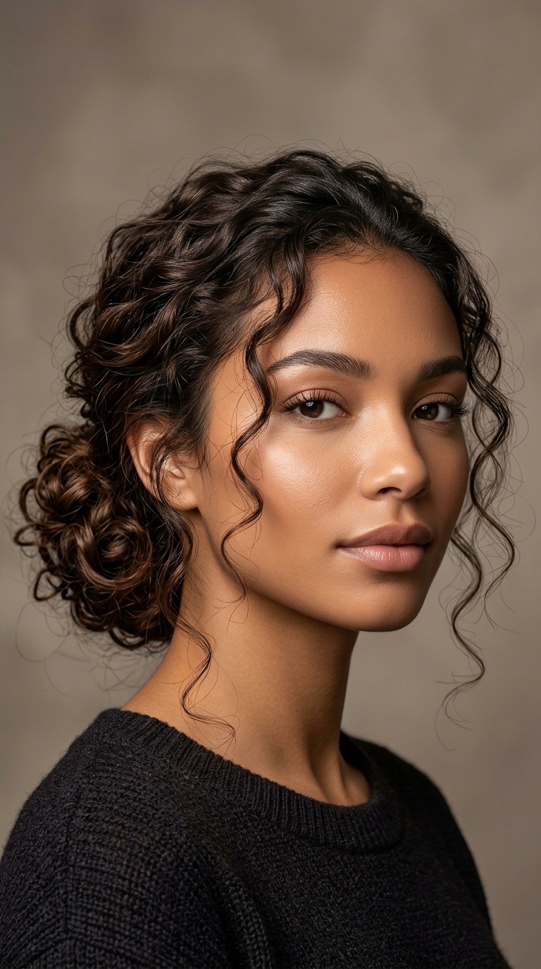 Low Messy Bun with Tendrils