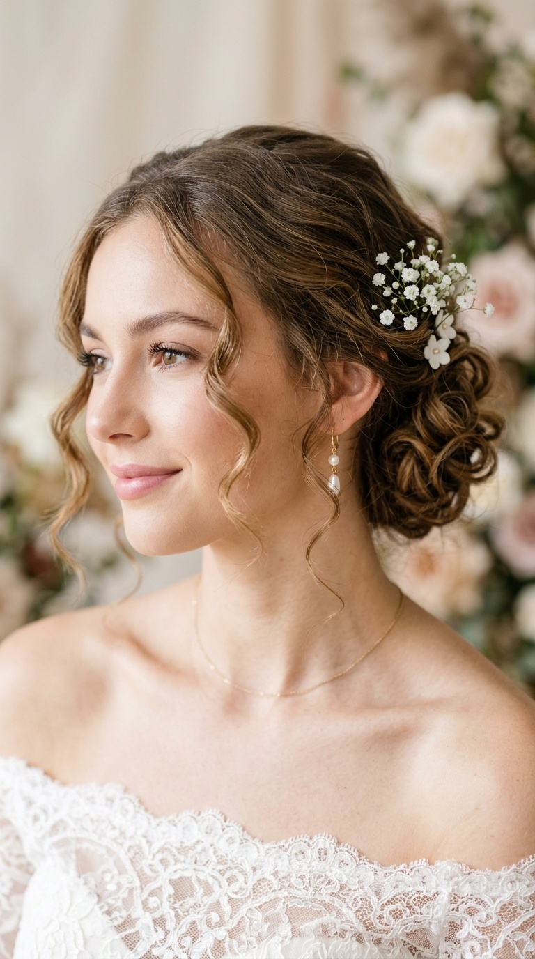 Low Messy Chignon with Tendrils