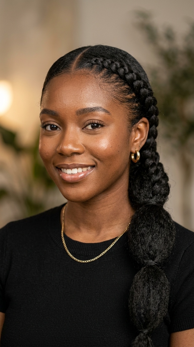 Low Pony with Jumbo Feed-In Braid